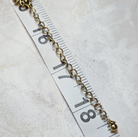 Vintage Avon Collier Briolette Multicolore Blue Rhinestone Scroll Gold Necklace - Picture 6 of 7